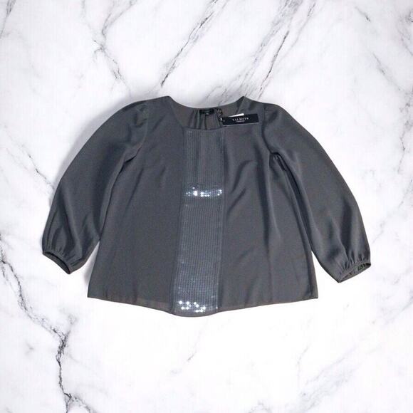 Talbots Blouse Women's 2P Gray Sheer Sequin Shirt Lightweight Top NWT - Picture 1 of 8